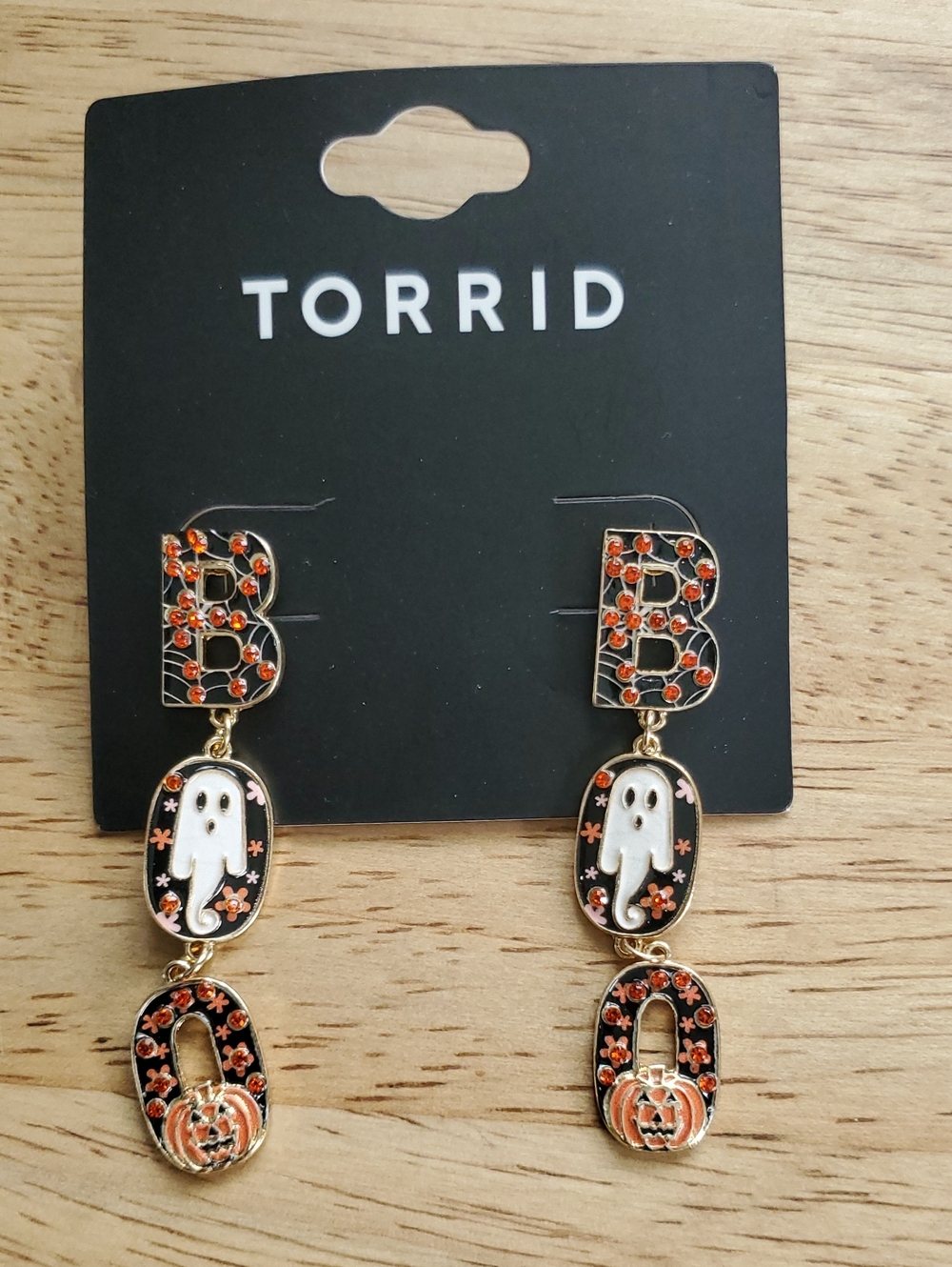 torrid Black & Orange Ghost and Pumpkin Drop Earrings